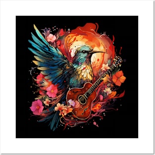 Hummingbird Playing Guitar Posters and Art